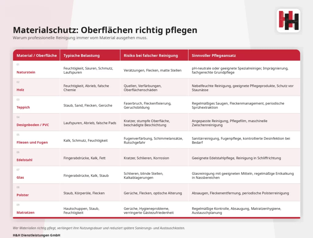 Materialarten und passende Pflegeansätze