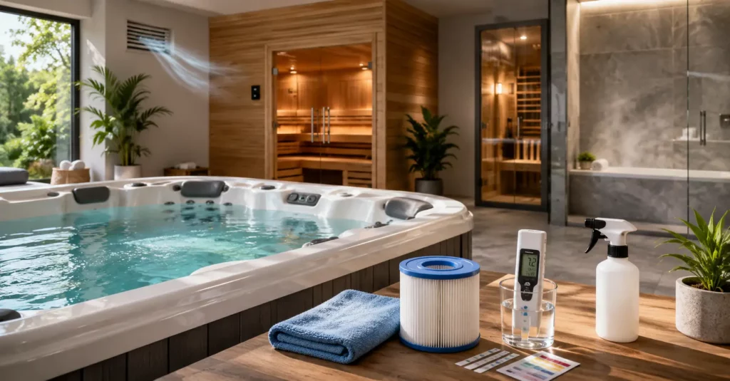 Privater Wellnessbereich mit Whirlpool und Sauna