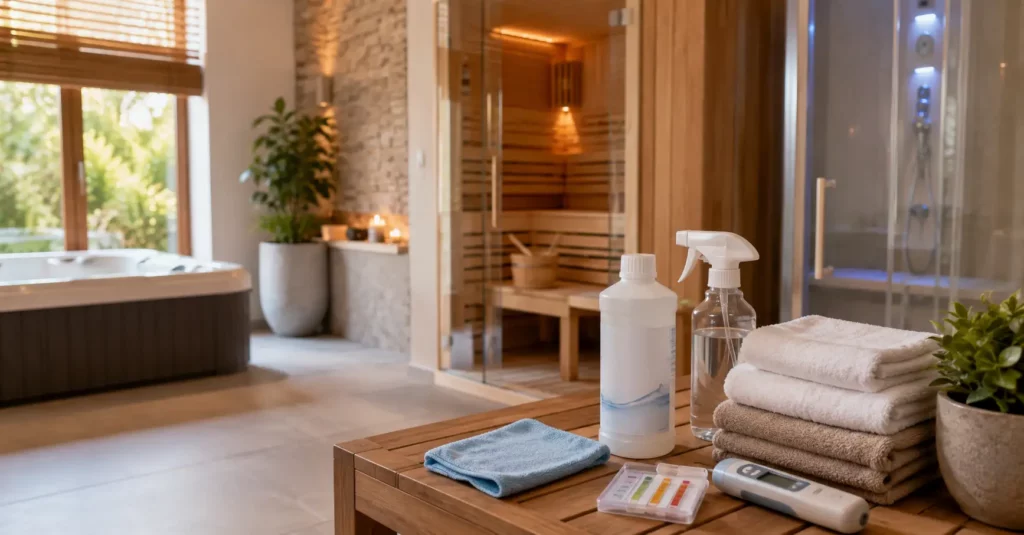 Privater Wellnessbereich mit Whirlpool und Sauna